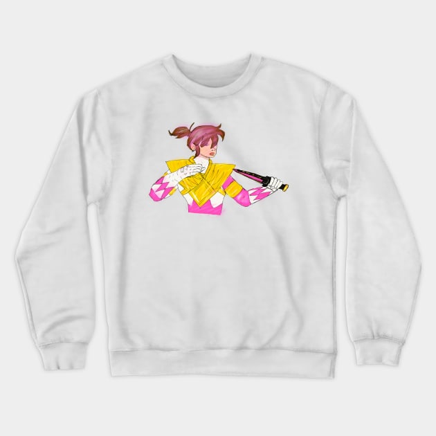 Pink Ranger Dragon Shield Crewneck Sweatshirt by mattmall